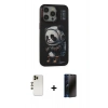 MARSİLYAN™- iPhone 13 Pro Max Kılıf Siluet Modern Özel Seri - Siyah 3D Antistatik Hayalet Cam Ekran Koruyucu + Shine Kamera Lens - GD