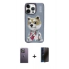 MARSİLYAN™- iPhone 13 Pro Max Kılıf Siluet Modern Özel Seri - Siyah 3D Antistatik Hayalet Cam Ekran Koruyucu + Neon Fosforlu Kamera Lens - BZ