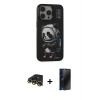 MARSİLYAN™- iPhone 13 Pro Max Kılıf Siluet Modern Özel Seri - Siyah 3D Antistatik Hayalet Cam Ekran Koruyucu + Raze Metal Kamera Lens - GD