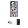 MARSİLYAN™- iPhone 13 Pro Max Kılıf Siluet Modern Özel Seri - Siyah 3D Antistatik Hayalet Cam Ekran Koruyucu + Rainbow Kamera Lens Koruma Cam - BZ