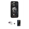 MARSİLYAN™- iPhone 13 Pro Max Kılıf Siluet Modern Özel Seri - Siyah 3D Antistatik Hayalet Cam Ekran Koruyucu + Pers Alüminyum Kamera Lens - GI