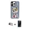 MARSİLYAN™- iPhone 13 Pro Max Kılıf Siluet Modern Özel Seri - Siyah 3D Antistatik Hayalet Cam Ekran Koruyucu + Rainbow Kamera Lens Koruma Cam - KI