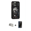 MARSİLYAN™- iPhone 13 Pro Max Kılıf Siluet Modern Özel Seri - Siyah 3D Antistatik Hayalet Cam Ekran Koruyucu + Rainbow Kamera Lens Koruma Cam - BZ