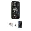 MARSİLYAN™- iPhone 13 Pro Max Kılıf Siluet Modern Özel Seri - Siyah 3D Antistatik Hayalet Cam Ekran Koruyucu + Pers Alüminyum Kamera Lens - GD