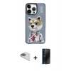 MARSİLYAN™- iPhone 13 Pro Max Kılıf Siluet Modern Özel Seri - Siyah 3D Antistatik Hayalet Cam Ekran Koruyucu + Pers Alüminyum Kamera Lens - GD
