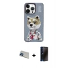 MARSİLYAN™- iPhone 13 Pro Max Kılıf Siluet Modern Özel Seri - Siyah 3D Antistatik Hayalet Cam Ekran Koruyucu + Rainbow Kamera Lens Koruma Cam - MI
