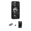 MARSİLYAN™- iPhone 13 Pro Max Kılıf Siluet Modern Özel Seri - Siyah 3D Antistatik Hayalet Cam Ekran Koruyucu + Renkli Kamera Lens Koruma Cam - PE
