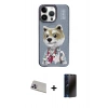 MARSİLYAN™- iPhone 13 Pro Max Kılıf Siluet Modern Özel Seri - Siyah 3D Antistatik Hayalet Cam Ekran Koruyucu + Rainbow Kamera Lens Koruma Cam - MR