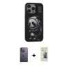 MARSİLYAN™- iPhone 13 Pro Max Kılıf Siluet Modern Özel Seri - Siyah 6D Mat Seramik Hayalet Nano Ekran Koruyucu + Neon Fosforlu Kamera Lens - BZ