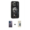 MARSİLYAN™- iPhone 13 Pro Max Kılıf Siluet Modern Özel Seri - Siyah 6D Mat Seramik Hayalet Nano Ekran Koruyucu + Neon Fosforlu Kamera Lens - MI