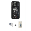 MARSİLYAN™- iPhone 13 Pro Max Kılıf Siluet Modern Özel Seri - Siyah 6D Mat Seramik Hayalet Nano Ekran Koruyucu + Pers Alüminyum Kamera Lens - LT