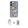 MARSİLYAN™- iPhone 13 Pro Max Kılıf Siluet Modern Özel Seri - Siyah Bilvis 3D Cam Ekran Koruyucu + Shine Kamera Lens - GD
