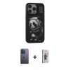 MARSİLYAN™- iPhone 13 Pro Max Kılıf Siluet Modern Özel Seri - Siyah Bilvis 3D Cam Ekran Koruyucu + Neon Fosforlu Kamera Lens - MI
