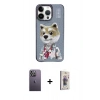 MARSİLYAN™- iPhone 13 Pro Max Kılıf Siluet Modern Özel Seri - Siyah Bilvis 3D Cam Ekran Koruyucu + Neon Fosforlu Kamera Lens - BZ