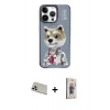 MARSİLYAN™- iPhone 13 Pro Max Kılıf Siluet Modern Özel Seri - Siyah Bilvis 3D Cam Ekran Koruyucu + Rose Gold Rainbow Kamera Lens Koruma Cam
