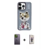 MARSİLYAN™- iPhone 13 Pro Max Kılıf Siluet Modern Özel Seri - Siyah Bilvis 3D Cam Ekran Koruyucu + Yeşil Neon Fosforlu Kamera Lens