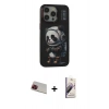 MARSİLYAN™- iPhone 13 Pro Max Kılıf Siluet Modern Özel Seri - Siyah Bilvis 3D Mat Cam Ekran Koruyucu + Rainbow Kamera Lens Koruma Cam - KI