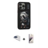 MARSİLYAN™- iPhone 13 Pro Max Kılıf Siluet Modern Özel Seri - Siyah Bilvis 3D Mat Cam Ekran Koruyucu + Pers Alüminyum Kamera Lens - LT
