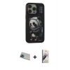 MARSİLYAN™- iPhone 13 Pro Max Kılıf Siluet Modern Özel Seri - Siyah Bilvis 3D Mat Cam Ekran Koruyucu + Rainbow Kamera Lens Koruma Cam - MI