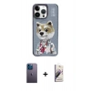 MARSİLYAN™- iPhone 13 Pro Max Kılıf Siluet Modern Özel Seri - Siyah Bilvis 3D Mat Cam Ekran Koruyucu + Neon Fosforlu Kamera Lens - MI