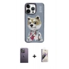 MARSİLYAN™- iPhone 13 Pro Max Kılıf Siluet Modern Özel Seri - Siyah Bilvis 3D Mat Cam Ekran Koruyucu + Neon Fosforlu Kamera Lens - BZ
