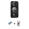 MARSİLYAN™- iPhone 13 Pro Max Kılıf Siluet Modern Özel Seri - Siyah Bilvis 3D Mat Cam Ekran Koruyucu + Shine Kamera Lens Koruma Cam - PE