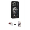 MARSİLYAN™- iPhone 13 Pro Max Kılıf Siluet Modern Özel Seri - Siyah Bilvis 3D Mat Cam Ekran Koruyucu + Pers Alüminyum Kamera Lens - KI
