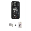 MARSİLYAN™- iPhone 13 Pro Max Kılıf Siluet Modern Özel Seri - Siyah Bilvis 3D Mat Cam Ekran Koruyucu + Rainbow Kamera Lens Koruma Cam - MR