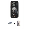 MARSİLYAN™- iPhone 13 Pro Max Kılıf Siluet Modern Özel Seri - Siyah Bilvis 3D Mat Cam Ekran Koruyucu + Renkli Kamera Lens Koruma Cam - YL