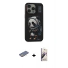 MARSİLYAN™- iPhone 13 Pro Max Kılıf Siluet Modern Özel Seri - Siyah Bilvis 3D Mat Cam Ekran Koruyucu + Renkli Kamera Lens Koruma Cam - SI