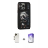 MARSİLYAN™- iPhone 13 Pro Max Kılıf Siluet Modern Özel Seri - Siyah Bilvis 5in1 3D Magic Cam Ekran Koruyucu + Shine Kamera Lens - GD
