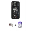 MARSİLYAN™- iPhone 13 Pro Max Kılıf Siluet Modern Özel Seri - Siyah Bilvis 5in1 3D Magic Cam Ekran Koruyucu + Rainbow Kamera Lens Koruma Cam - KI