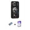 MARSİLYAN™- iPhone 13 Pro Max Kılıf Siluet Modern Özel Seri - Siyah Bilvis 5in1 3D Magic Cam Ekran Koruyucu + Pembe Shine Kamera Lens Koruma Cam