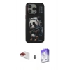 MARSİLYAN™- iPhone 13 Pro Max Kılıf Siluet Modern Özel Seri - Siyah Bilvis 5in1 3D Magic Cam Ekran Koruyucu + Kırmızı Pers Alüminyum Kamera Lens