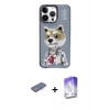 MARSİLYAN™- iPhone 13 Pro Max Kılıf Siluet Modern Özel Seri - Siyah Bilvis 5in1 3D Magic Cam Ekran Koruyucu + Mavi Renkli Kamera Lens Koruma Cam