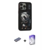 MARSİLYAN™- iPhone 13 Pro Max Kılıf Siluet Modern Özel Seri - Siyah Bilvis 5in1 3D Magic Cam Ekran Koruyucu + Mavi Renkli Kamera Lens Koruma Cam