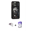 MARSİLYAN™- iPhone 13 Pro Max Kılıf Siluet Modern Özel Seri - Siyah Bilvis 5in1 3D Magic Cam Ekran Koruyucu + Pers Alüminyum Kamera Lens - GI