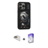 MARSİLYAN™- iPhone 13 Pro Max Kılıf Siluet Modern Özel Seri - Siyah Bilvis 5in1 3D Magic Cam Ekran Koruyucu + Pers Alüminyum Kamera Lens - GD