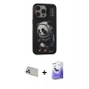 MARSİLYAN™- iPhone 13 Pro Max Kılıf Siluet Modern Özel Seri - Siyah Bilvis 5in1 5D Magic Hayalet Cam Ekran Koruyucu + Rainbow Kamera Lens Koruma Cam - BZ
