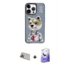 MARSİLYAN™- iPhone 13 Pro Max Kılıf Siluet Modern Özel Seri - Siyah Bilvis 5in1 5D Magic Hayalet Cam Ekran Koruyucu + Rainbow Kamera Lens Koruma Cam - MR