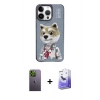 MARSİLYAN™- iPhone 13 Pro Max Kılıf Siluet Modern Özel Seri - Siyah Bilvis 5in1 5D Magic Hayalet Cam Ekran Koruyucu + Neon Fosforlu Kamera Lens - YL
