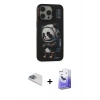 MARSİLYAN™- iPhone 13 Pro Max Kılıf Siluet Modern Özel Seri - Siyah Bilvis 5in1 5D Magic Hayalet Cam Ekran Koruyucu + Pers Alüminyum Kamera Lens - SABE