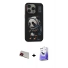 MARSİLYAN™- iPhone 13 Pro Max Kılıf Siluet Modern Özel Seri - Siyah Bilvis 5in1 5D Magic Hayalet Cam Ekran Koruyucu + Rainbow Kamera Lens Koruma Cam - KI