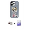 MARSİLYAN™- iPhone 13 Pro Max Kılıf Siluet Modern Özel Seri - Siyah Bilvis 5in1 5D Magic Hayalet Cam Ekran Koruyucu + Rainbow Kamera Lens Koruma Cam - KI