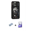 MARSİLYAN™- iPhone 13 Pro Max Kılıf Siluet Modern Özel Seri - Siyah Bilvis 5in1 5D Magic Hayalet Cam Ekran Koruyucu + Shine Kamera Lens Koruma Cam - MI