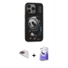 MARSİLYAN™- iPhone 13 Pro Max Kılıf Siluet Modern Özel Seri - Siyah Bilvis 5in1 5D Magic Hayalet Cam Ekran Koruyucu + Pers Alüminyum Kamera Lens - GI