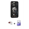 MARSİLYAN™- iPhone 13 Pro Max Kılıf Siluet Modern Özel Seri - Siyah Bilvis 5in1 5D Magic Hayalet Cam Ekran Koruyucu + Pers Alüminyum Kamera Lens - KI