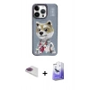 MARSİLYAN™- iPhone 13 Pro Max Kılıf Siluet Modern Özel Seri - Siyah Bilvis 5in1 5D Magic Hayalet Cam Ekran Koruyucu + Pers Alüminyum Kamera Lens - GI