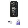 MARSİLYAN™- iPhone 13 Pro Max Kılıf Siluet Modern Özel Seri - Siyah Bilvis 5in1 5D Magic Hayalet Cam Ekran Koruyucu + Pers Alüminyum Kamera Lens - LT