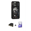 MARSİLYAN™- iPhone 13 Pro Max Kılıf Siluet Modern Özel Seri - Siyah Bilvis 5in1 5D Magic Hayalet Cam Ekran Koruyucu + Raze Metal Kamera Lens - GD